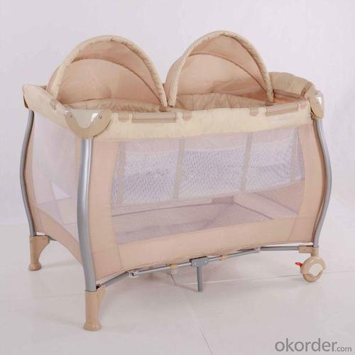 2014 New Baby Bed For Twins Beige Color With Double Locks System 1