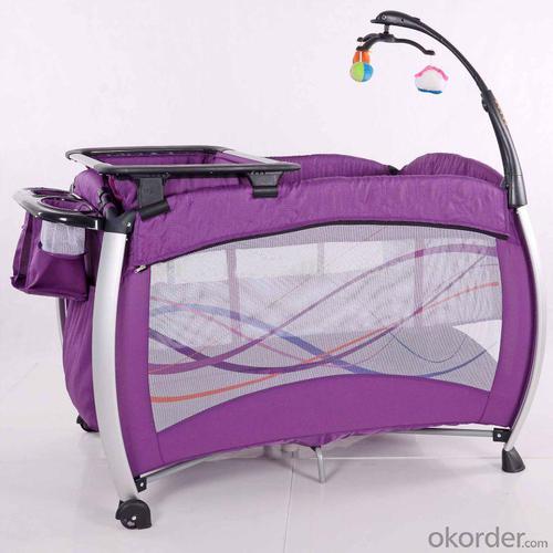 2014 New Baby Travel Cot /Play Yard/ Baby Bed With Quilting Railings Purple System 1