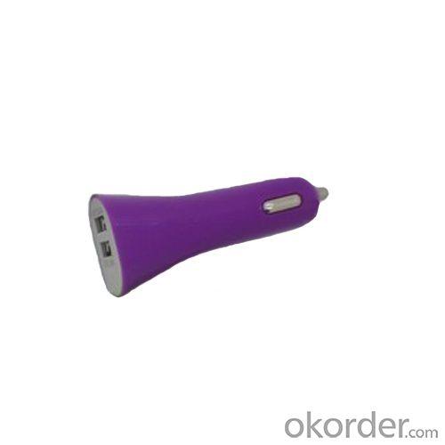 Car Charger for iPhone 5/5s/ iPad/ iPod/ Samsung/ HTC/E- Cigarette with Dual  USB Port in Light Purple System 1