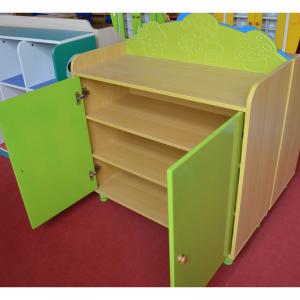 Bright Green Children's Cabinet with Two Doors Creative Design System 1