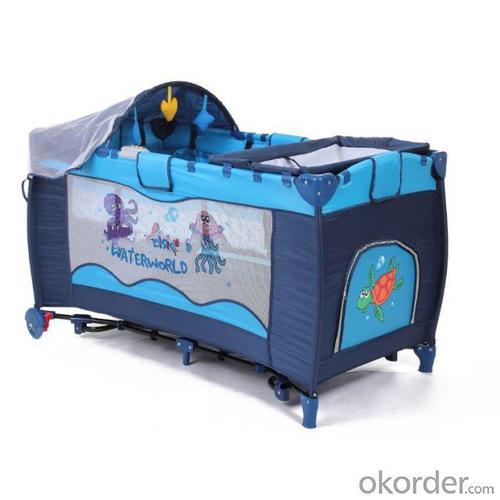 En71 Folding Baby Playpens Blue System 1