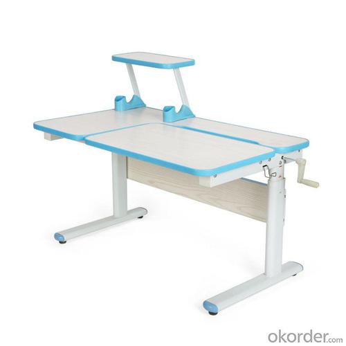 Hot Selling Height Angle Adjustable Children Study Table, Wood School Desk, Light Blue Student Table System 1