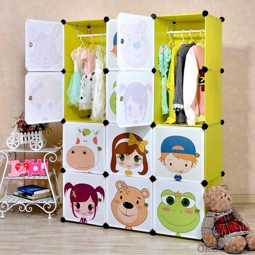 Cute Foldable Children's Cabinet Cartoon Pattern PP ABS Plastic System 1