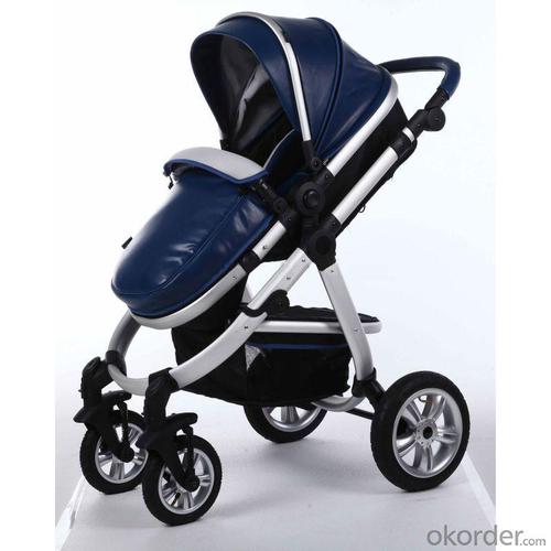 Air Wheels Aluminium 3 In 1 Leathern Baby Pram B858 Blue System 1