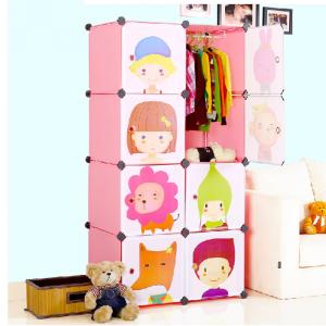 Beautiful Kids' DIY Cabinet with Grids Cartoon Style PP ABS Plastic System 1