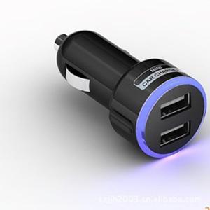 China Manufacture 5V Mini USB Car Charger With Luminous Light Ring For iPhone 5 5s iPad 2 3 4 5 iPod eGo Camera White Color