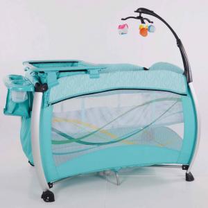 2014 New Baby Travel Cot /Play Yard/ Baby Bed With Quilting Railings Light Blue System 1