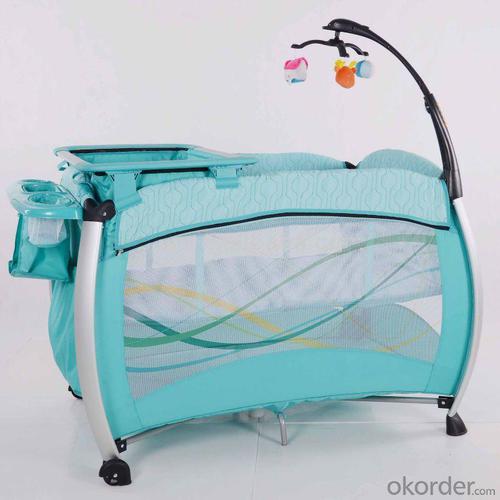 2014 New Baby Travel Cot /Play Yard/ Baby Bed With Quilting Railings Light Blue System 1