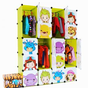 Kids' Foldable Cartoon Cabinet with Grids Customized Pattern