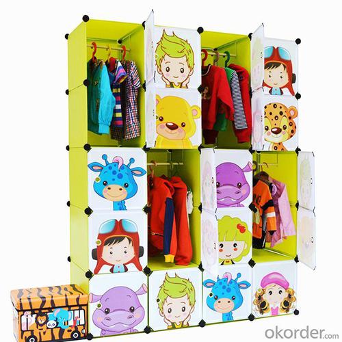 Kids' Foldable Cartoon Cabinet with Grids Customized Pattern System 1