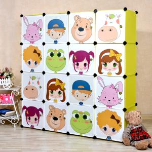 Cute Foldable Children's Cabinet Cartoon Pattern PP ABS Plastic