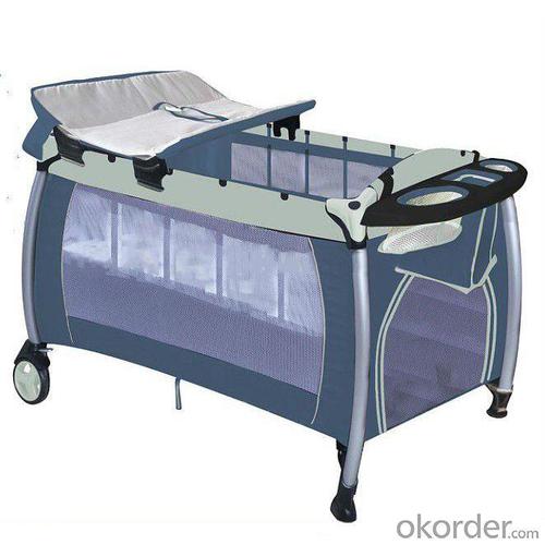 Europe Playpen With Double Layer -Khaki Blue System 1