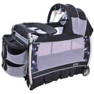 Europe Playpen With Double Layer -Khaki Black System 1