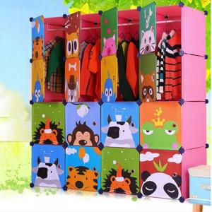 Foldable Cabinet for Children Cartoon Pattern Non-toxic PP ABS Plastic System 1
