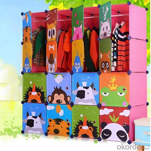 Foldable Cabinet for Children Cartoon Pattern Non-toxic PP ABS Plastic System 1