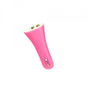 Car Charger for iPhone 5/5s/ iPad/ iPod/ Samsung/ HTC/E- Cigarette with Mini Dual  USB Port in Pink
