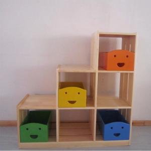Keystone Shape Children's Wooden Cabinet with Grids Multiple Pattern