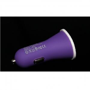 China Factory 2.1A 5V Dual 2 Port Universal Micro Mini USB Car Charger Purple Color For iPad iPhone 4 4S 5 5S iPod HTC Samsung