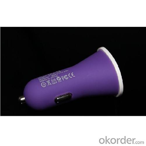 China Factory 2.1A 5V Dual 2 Port Universal Micro Mini USB Car Charger Purple Color For iPad iPhone 4 4S 5 5S iPod HTC Samsung System 1