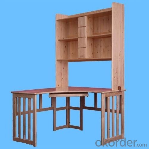 2014 New Modern Natural Solid Pine Wood Children Table With Bookcase, Natural Wood Kids Desk From China Factory