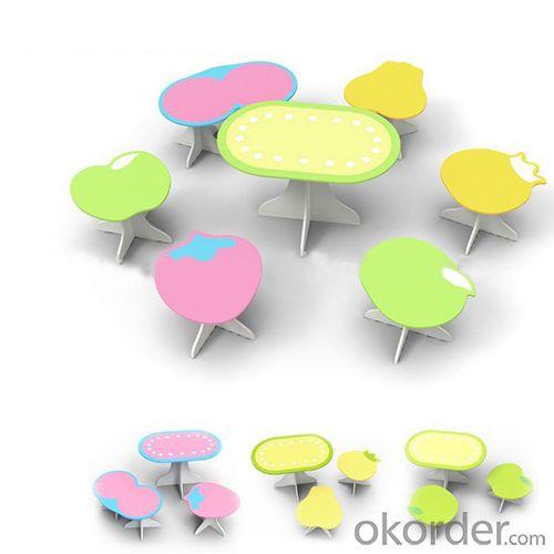 Children Preschool Furniture/Students Study Table and 6 Kids Stools in Cartoon Pattern System 1