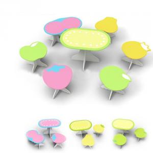 Children Preschool Furniture/Students Study Table and 6 Kids Stools in Cartoon Pattern System 1