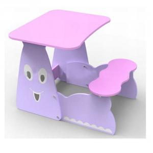 Preschool Students Desk and Table Set in Cute Pink Cartoon Smiling Face Pattern System 1