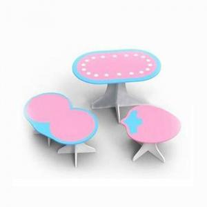 Children Table Kids Desk with Six Chairs Set for Learning and Homework in Pink System 1