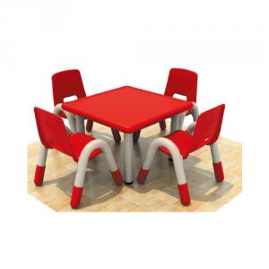 Four Seats Square Desk Pp Plastic Children'S Chairs System 1