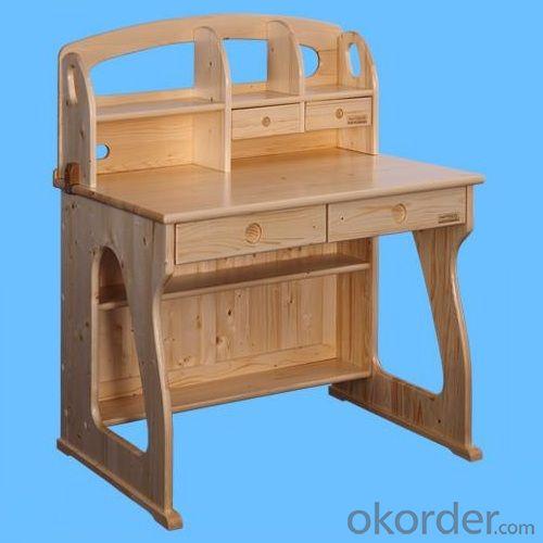 Children Computer Desk/Kids Study Table with Bookcase in Natural Solid Wood System 1