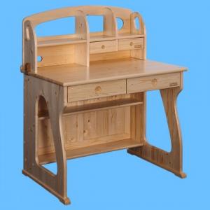 Children Computer Desk/Kids Study Table with Bookcase in Natural Solid Wood System 1