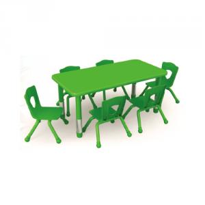 Adjustable Children Desk And Chair With Six Seats Square Table System 1