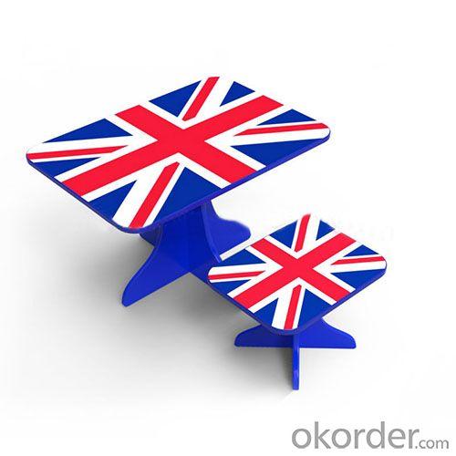 Student Study Des Children Table Kids Study Table and Chair Set in UK Flag Design Blue System 1