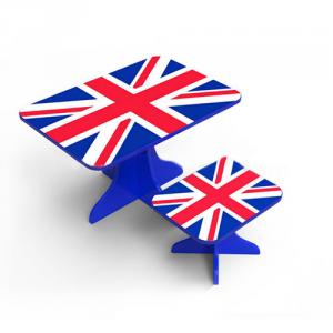 Student Study Des Children Table Kids Study Table and Chair Set in UK Flag Design Blue System 1