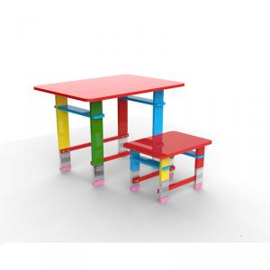 Children Table Preschool Students Desk and One Stool Set Colorful Pencil Cartoon System 1