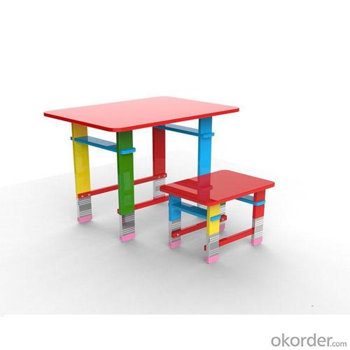 Children Table Preschool Students Desk and One Stool Set Colorful Pencil Cartoon System 1