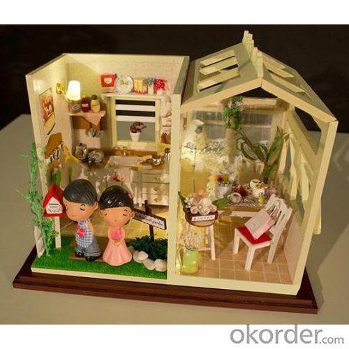 DIY Wooden House Doll House with Lights and Simulation Furniture System 1