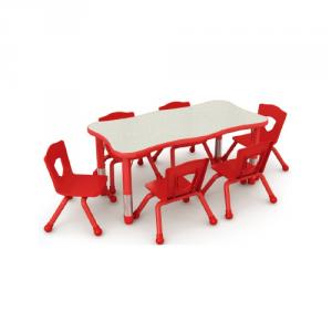 Adjustable Children Desk And Chair With Six Seats