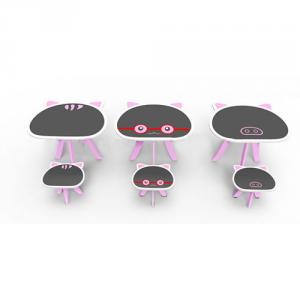 Children Table Kids Table with One Chair Set in Pink Cartoon Cat Shape