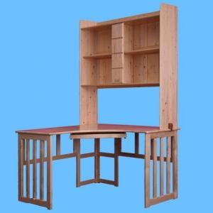 Children Preschool Furniture/Students Study Table with Bookcase in Natural Pine Wood