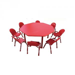 Anise Shape Table Adjustable Children Desk And Chair With Eight Seats
