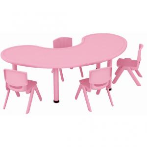 Moon Shape Furniture Set Six Seats Plastic Children's Deak and Chairs System 1