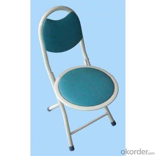 Foldable Blue Kids' Chair Made of PU and Metal with Ergonomic Design System 1