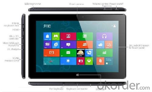 Windows 8 Tablet PC with Intel quad core 2.40GHz, 8000mAh battery with 6 hours