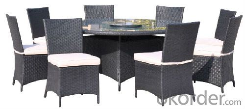 Beige Fabric Nine Pieces Dining Table Set BDR-8192