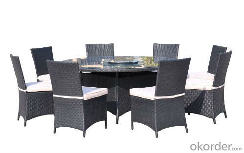Beige Fabric Nine Pieces Dining Table Set BDR-8192