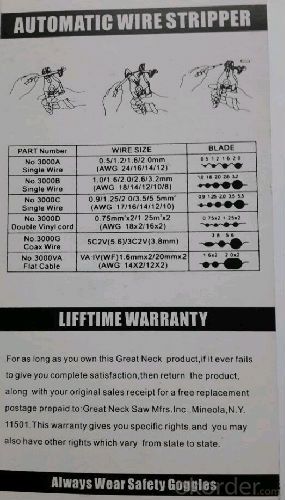 AUTOMATIC WIRE STRIPPER SQ-WS-103 Steeland Nylon  alloy; Bearing steel blade