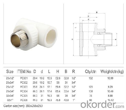 PPR Male Threaded Tee Elbow Plastic Pipe Fittings