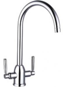 Chrome Brass Double  Lever Single Hole Hot and Cold Kitchen Faucet
