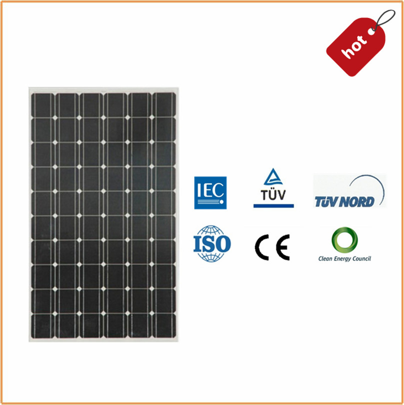 Módulo solar fotovoltaico monocristalino de 250W para planta de generación solar con certificación TUV